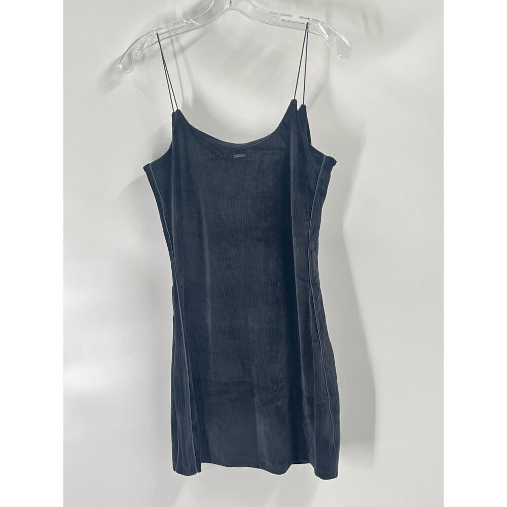 Victorias Secret Black Velvet Ribbed Mini Slip Dress Goth Sz Medium 90s babydoll - Picture 5 of 6